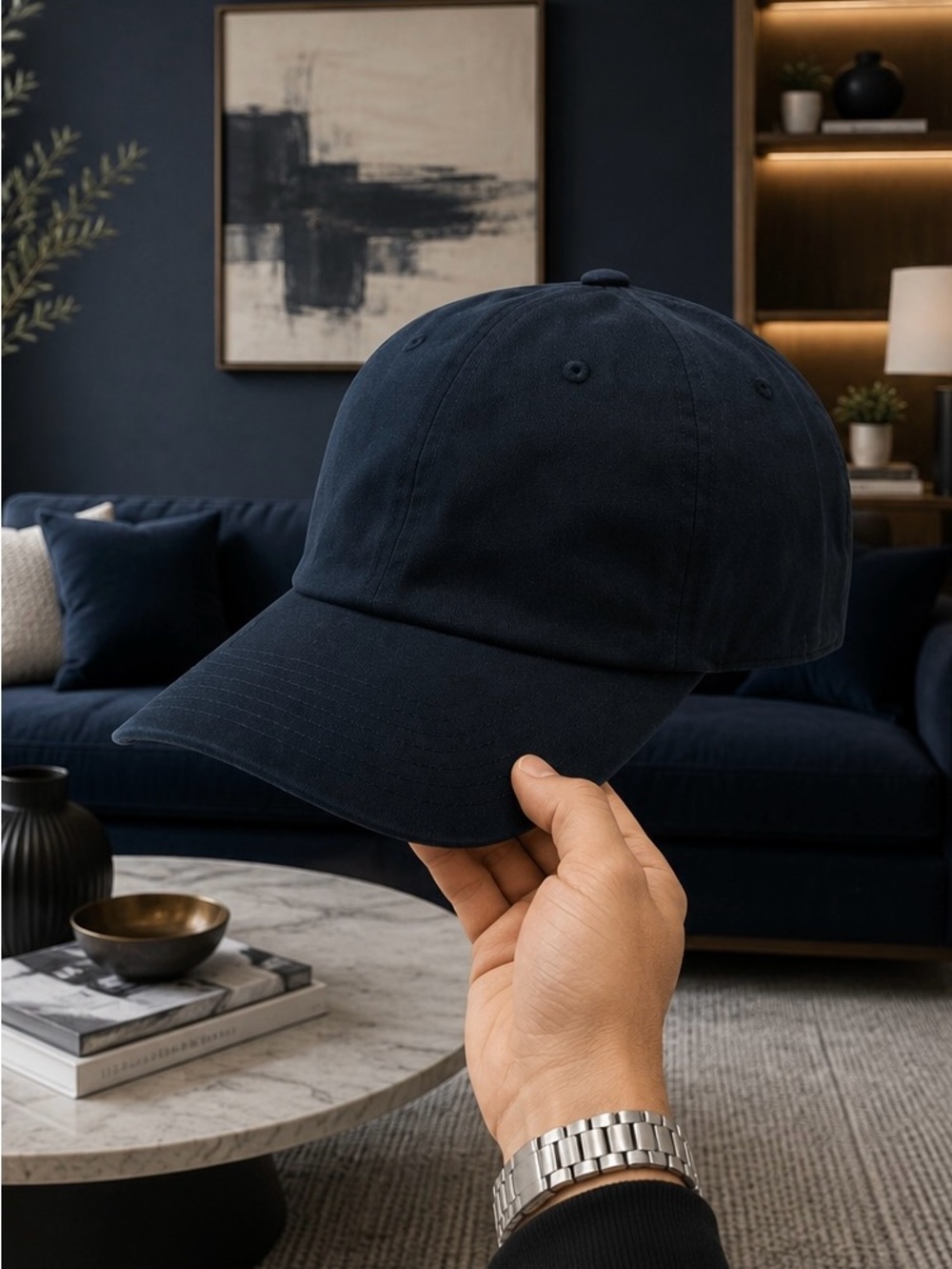 Navy Blank Dad Hat Adjustable Baseball Cap – Plain Cotton